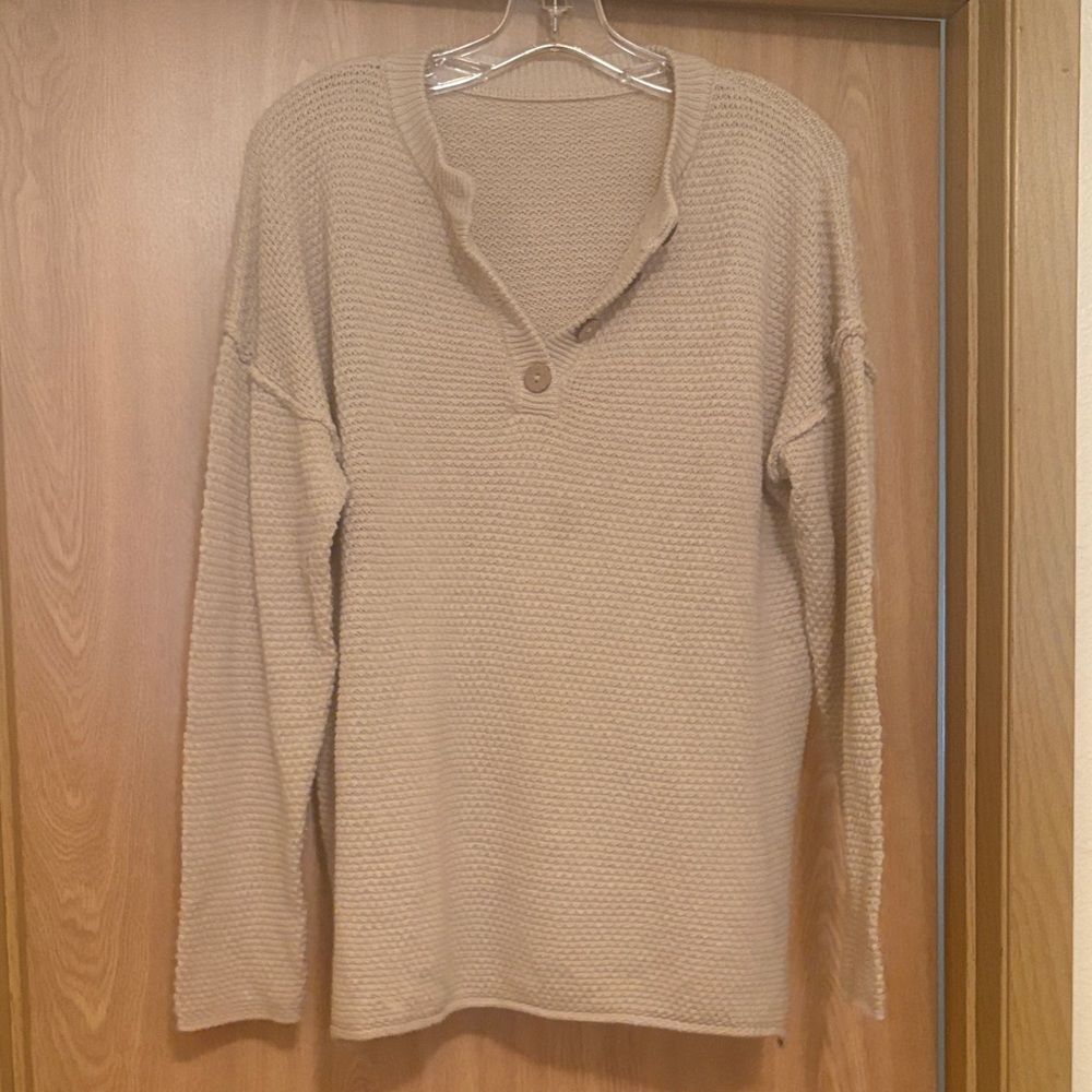 AmazonTan Waffle Knit Long Sleeve Top Size M 
oversized